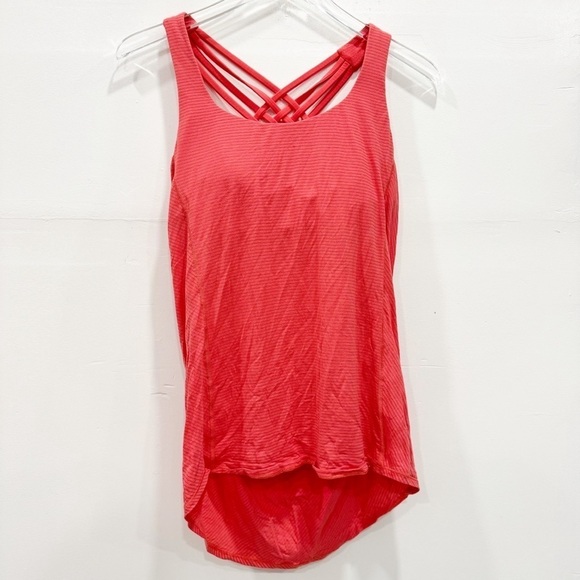 Lululemon Striped Built-In Bra Tank Top Open Back Flowy Back Size 8 - Picture 1 of 7